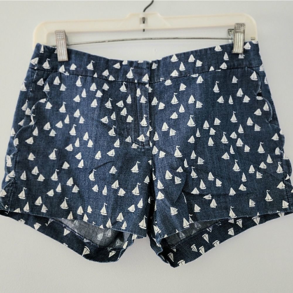 J Crew black label shorts women's size 00 sailboat pattern blue